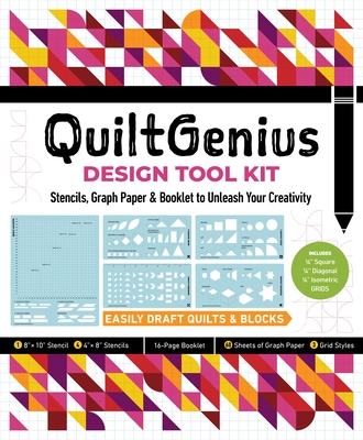 Quiltgenius Design Tool Kit: Stencils, Graph Paper & Booklet to Unleash Your Creativity; Easily Draft Quilts & Blocks; (1) 8" X 10" Stencil, (4) 4" X 8" Stencils; 16-Page Booklet; 60 Sheets of Graph Paper, 3 Grid Styles - C&t Publishing