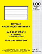 Reverse Graph Paper Notebook: 0.5 Inch (1/2 in) Squares; 8.5" x 11"; 216 x 279 mm; 100 Pages; 50 Sheets; White Lines on Light Gray; Inverted 2x2 Quad Grid; Yellow Matte Cover