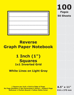 Reverse Graph Paper Notebook: 1 Inch (1 in) Squares; 8.5" x 11"; 216 x 279 mm; 100 Pages; 50 Sheets; White Lines on Light Gray; Inverted 1x1 Quad Grid; Cyan Matte Cover