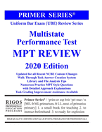 Rigos Primer Series Uniform Bar Exam (UBE) Review Series Multistate Performance Test (MPT Review)
