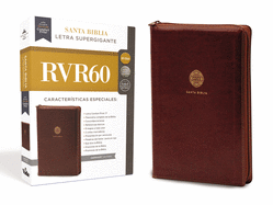 Rvr60, Santa Biblia, Letra Supergigante, Leathersoft, Caf?, Con Cierre, Comfort Print