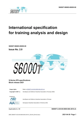 S6000T, International specification for training analysis and design, Issue 2.07: S-Series 2021 Block Release - Asd