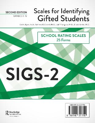 Scales for Identifying Gifted Students (SIGS-2): School Rating Scale Forms (25 Forms) - Ryser, Gail R., and McConnell, Kathleen, and Sanguras, Laila Y.