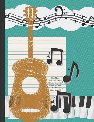 Sheet Music Composition Notebook with Blank Staves / Staff Manuscript Paper for the Art of Composing (Guitar Collage): Twelve Plain Horizontal Lines Journal for Writing and Recording Musical Ideas - Music Journals, Kai Specialty
