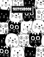 Sketchbook: Black and White Cats Sketchbook: 110 Pages of 8.5"x 11" Blank Paper for Drawing, Doodling or Sketching (Sketchbooks For Kids)
