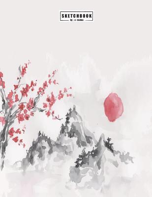 sketchbook: Cherry blossom in japan on grey cover (8.5 x 11) inches 110 pages, Blank Unlined Paper for Sketching, Drawing, Whiting, Journaling & Doodling - Madoo, A