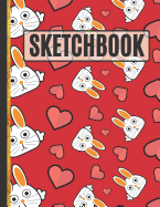 Sketchbook: Cute Hearts and Rabbit Sketchbook for Kids, Teens, Boys and Girls