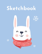 Sketchbook: Cute Kawaii Winter Bunny Drawing Book: 100 Large 8.5" x 11" Blank White Pages