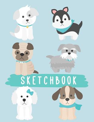 Sketchbook: Cute Little Puppies, Large Blank Sketchbook For Kids, 8.5" x 11", Letter Size, For Drawing, Sketching & Doodling - Notebooks, Pinkcrushed, and Sketchbooks, Pinkcrushed
