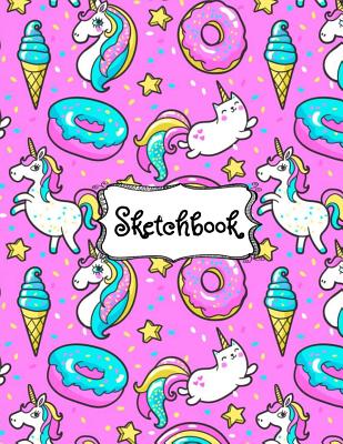 Sketchbook: Cute Unicorn Kawaii Sketchbook for Girls with 100+ Pages of 8.5x11 Blank Paper for Drawing, Doodling or Learning to Draw - Notebooks, Cute