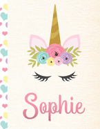 Sophie: Personalized Unicorn Sketchbook For Girls With Pink Name - 8.5x11 110 Pages. Doodle, Sketch, Create!