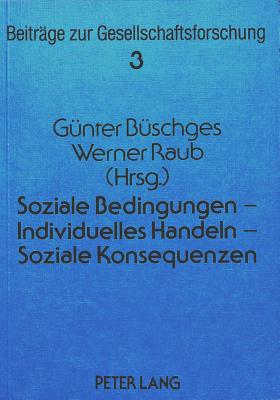 Soziale Bedingungen - Individuelles Handeln - Soziale Konsequenzen - B?schges, G?nter (Editor), and Raub, Werner (Editor)