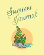 Summer Journal: Bright Yellow Floral Blank Lined Journal, 120 Pages, 8x10