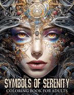 Symbols of Serenity: Coloring Book for Adults Featuring Depictions of Women's Faces, Adorned by Various Artifacts, Mandalas, Flowers, Patterns, and Ancient Symbols.