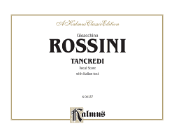 Tancredi: Italian Language Edition, Comb Bound Vocal Score