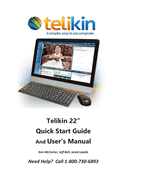 Telikin 22" Quick Start Guide and User's Manual: AIOpc w/ Black Wireless KB