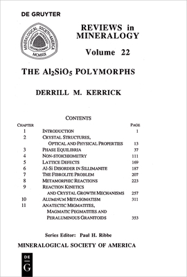 The Al2sio5 Polymorphs - Kerrick, Derrill M (Editor)