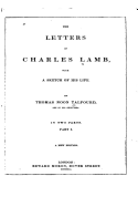 The Letters of Charles Lamb - Part I