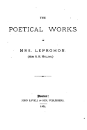The Poetical Works of Mrs. Leprohon