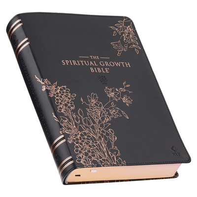 The Spiritual Growth Bible, Study Bible, NLT - New Living Translation Holy Bible, Faux Leather, Black Rose Gold Debossed Floral - Christianart Gifts (Creator)