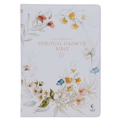 The Spiritual Growth Bible, Study Bible, NLT - New Living Translation Holy Bible, Faux Leather, White Printed Floral - Christianart Gifts (Creator)
