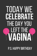 Today We Celebrate the Day You Left the Vagina: Funny Novelty Birthday Gifts for Brother, Sister, Husband, Wife: Paperback Notebook / Diary / Journal to Write in (Alternative to a Card)