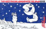 Two Guys Fooling Around with the Moon