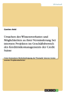 Ursachen des Wissensverlustes und Mglichkeiten zu ihrer Verminderung bei internen Projekten im Gesch?ftsbereich des Kreditrisikomanagements der Credit Suisse: Unter besonderer Ber?cksichtigung der Thematik 'interne versus externe Projektmitarbeiter' - Held, Carsten