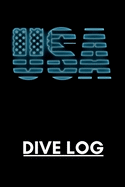 USA Dive Log: Scuba Diver Pro Logbook with World Map on every page. Cover with the flag of United States.