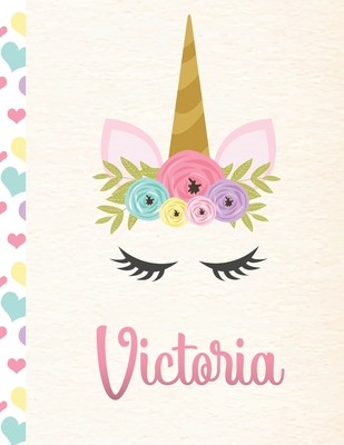 Victoria: Personalized Unicorn Sketchbook For Girls With Pink Name - 8.5x11 110 Pages. Doodle, Sketch, Create! - Sketchbooks, Unique Unicorn