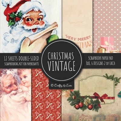 Vintage Christmas Scrapbook Paper Pad 8x8 Scrapbooking Kit for Papercrafts, Cardmaking, DIY Crafts, Holiday Theme, Retro Design - Crafty as Ever