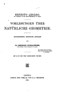 Vorlesungen ber natrliche Geometrie