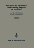 Was Haben Wir Bei Unserer Ernahrung Im Haushalt Zu Beachten?: 6. Heft