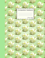 Water Lily Composition Notebook: Graph Paper Book to write in for school, take notes, for kids, yoga students, science teachers, homeschool, glossy mint green floral Soft Cover