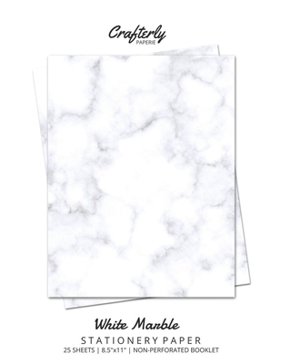 White Marble Stationery Paper: Cute Letter Writing Paper for Home, Office, Letterhead Design, 25 Sheets - Crafterly Paperie