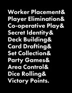 Worker Placement & Player Elimination & Co-operative Play & Secret Identity & Deck Building & Card Drafting & Set Collection & Party Games & Area Control & Dice Rolling & Victory Points.: Board Game Review & Session Log