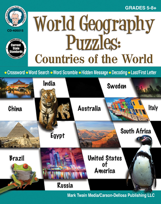 World Geography Puzzles: Countries of the World, Grades 5 - 12 - Mark Twain Media (Editor)