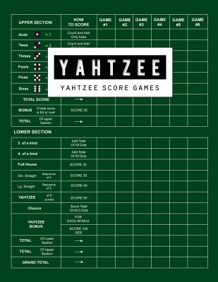 Yahtzee Score Game: Yahtzee Games Record Score, Scoresheet Keeper Notebook, Yahtzee Score Sheet, Yahtzee Score Card, Write in the Player Name and Record Dice Thrown, 100 Pages - Publishing, Bg